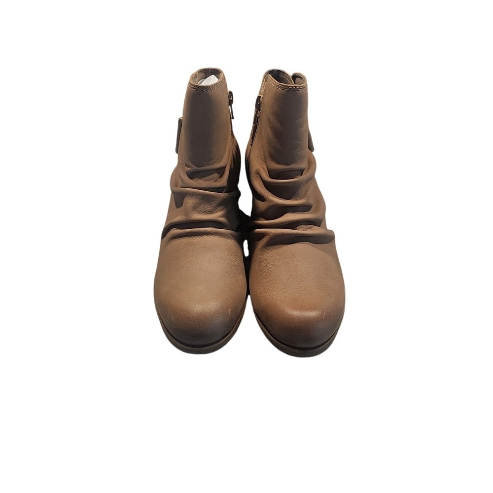 Clarks Collection Ankle Boots Womens 9 Taupe Excellent Ruched Leather Booties